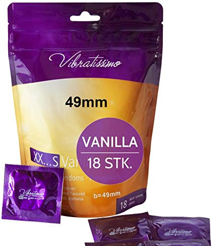 VIBRATISSIMO Kondome XXS Vanilla 18er Pack I Premium Kondome mit Aroma I Condoms for Men I Aroma-Kondome mit dünner Wandstärke & aromatisiert I Kondome enge Größe & hauchzart I b=49mm