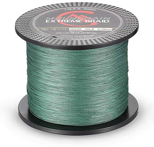 MOUNCHAIN Geflochtene Angelschnur 4 Braid 1000M (Dunkelgrün, 0,32mm-40lb)