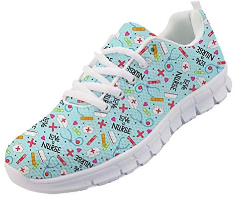 chaqlin Frauen Krankenschwester/Doktor Turnschuhe Wohnungen Casual Bequem Atmungsaktives Mesh Schuhe für Damen Krankenschwester Schuhe Damen Mädchen Blau Größe EU40