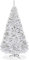 DREAMADE Sapin de Noël Artificiel 150CM/180CM/210CM/240CM, Pieds en Fer et Feuilles en PVC, 350/650/950/1138 Branches Décoration pour Maison Noël Blanc (150cm)