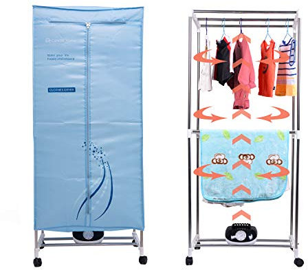 Concise Home Electric Clothes Dryer 1000W Large Capacity 15kg Double layer Stainless Steel Energy-Efficient Indoor Wet Laundry Warm Air Drying Wardrobe Clothes Airer