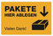 STEMPEL-FABRIK Paket ablegen-Aufkleber - Ablageort Pakete - Kennzeichnung für Paketabgabe - Kennzeichnung Paket-Ablegeort - Hinweisaufkleber - (Signalgelb) - (600x200x4)