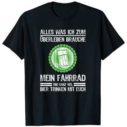 Fahrrad Fahren Und Bier Trinken Lustig Sprüche Geschenk T-Shirt