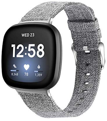 Ruentech Kompatibel mit versa 3/Sense Armband Stoff Gewebtes Nylon Ersatzarmband Atmungsaktives Lightwight Band Armbänder Zubehör (Dunkelgrau)