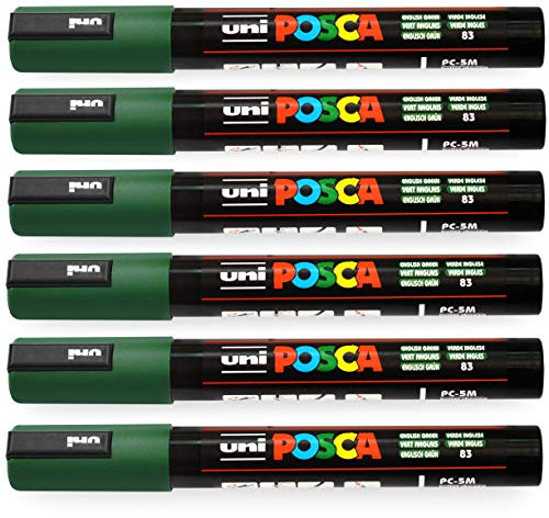 Uni-Ball POSCA PC-5M Paint Marker Art Pens – 1,8–2,5 mm – Englisches Grün – 14 Stück