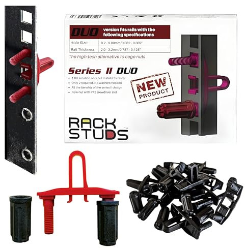 DUO50 Solution de montage en rack 1RU série II - Alternative aux vis et écrous traditionnels pour rack et vis pour rack de serveur pour l'installation de matériel de serveur- Paquet de 50, Universelle
