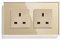 BSEED 13A Double Power Socket, UK Standard Double Socket with Glass Panel,2 Gang Unswitched Socket Gold,157mm*86mm Screwless Wall Outle