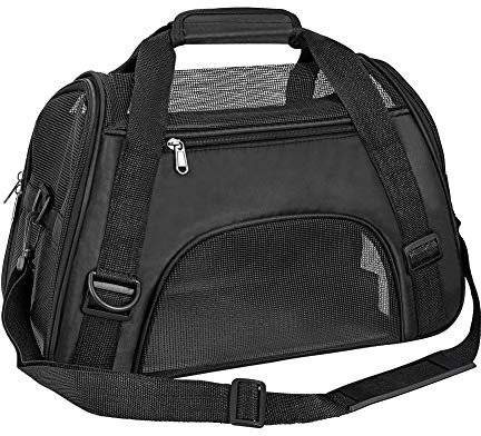 TIYOLAT Pet Carrier Bag, Airline Approved Duffle Bags, Pet Travel Portable Bag Home for Little Dogs, Cats and Puppies, Small Animals (M, Black)