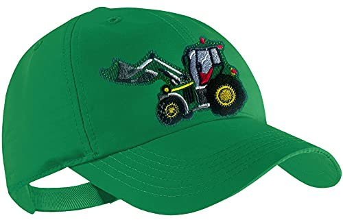 Blackshirt Company Traktor Schildmütze Kinder Base Cap Schlepper mit Frontlader Farbe Gras Grün