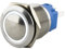 SeKi Edelstahl Drucktaster Ø16mm tastend gewölbter Kopfform farbig beleuchtetem LED Ring in weiss Lötösen / Flachstecker 0,5x2,8 Anschluss; Klingeltaster