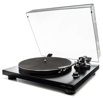 Argon Audio TT-3 MDF & Aluminium Turntable, Belt Drive, Ash/Black/White, 33/45 RPM, Ortofon OM5e Cartridge, Aluminium Tonearm, 6.4kg, Manual, TT-3 (Black)