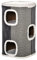 PawHut Barril Rascador para Gatos 74 cm de Altura Tonel de Escalada con 3 Cuevas de Sisal y Felpa Plataforma de Lana 40x40x74 cm Gris