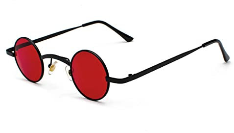 besbomig Steampunk Herren Damen Retro Sonnenbrille Runde - Hippie Klein Rave Brille 70er 80er 90er Jahre Accessoires Partybrille Fasching Karneval Ovale Hip Hop Lustige Brillen