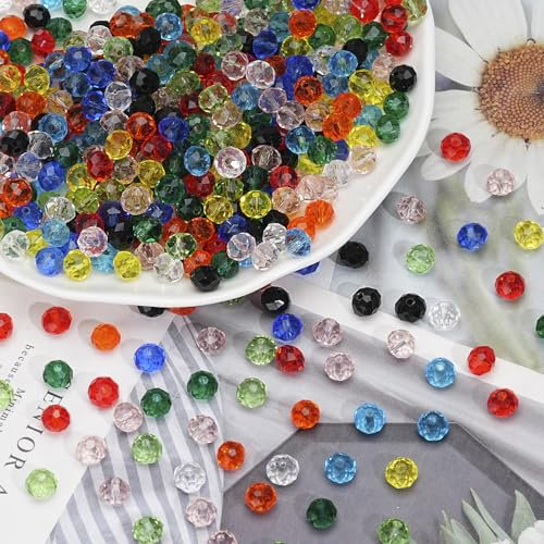 DAHI 450 cuentas de cristal facetadas de 8 mm, cuentas de cristal redondas para amuletos, joyas, pulseras, collares (8 mm)