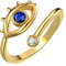 Yifnny Böses Auge Ring, Glücks Blauer Böses Auge Ring Zirkonia Verstellbar Offener Wickelring Schutz Augenringe für Damen (Gold 1)