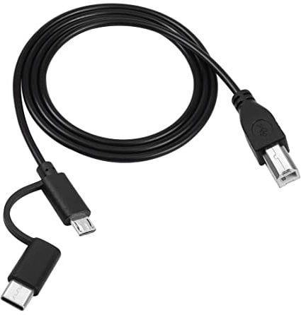 RIIEYOCA USB C cable de la impresora 3.3 pies, 2 en 1 diseñado,Micro USB a USB B cable de la impresora