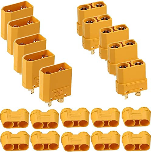 VISSQH 10pcs (5 Paires) Connecteurs XT90H,Connecteur XT60H Male Femelle,Connecteur Batterie Lipo, pour modèles RC et Plus (5pcs XT90H Connecteur Mâle + 5pcs XT90H Connecteur Femelle)
