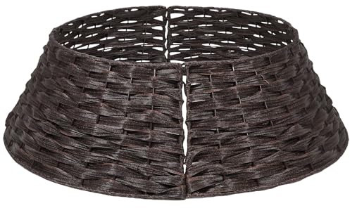 Tofficu Künstliche Rattan Kunststoff Korb Abdeckung Weihnachtsbaum Kragen Baum Ring Basteln Weihnachtsdekoration