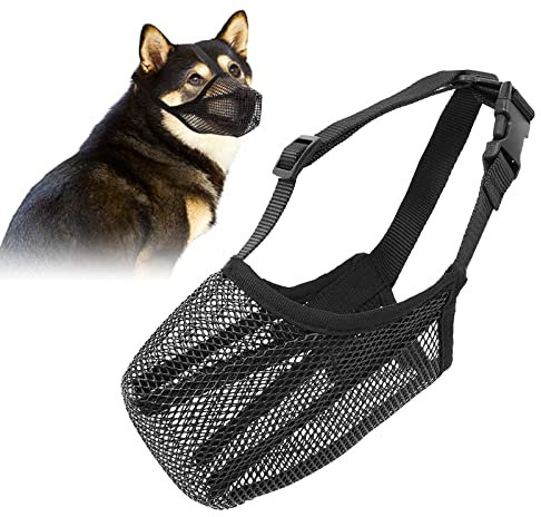 FWLWTWSS Maulkorb Mittlere Hunde, Maulkorb für Hunde, mit Abgerundetem Mesh und Verstellbare Schlaufe, Hunde Maulkorb für Kleine Mittlere und Große Hunde Verhindert Das Beißen, Kauen Und Bellen(M)