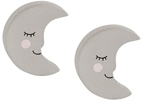 itsisa Möbelknopf Mond, 2er Set - Schubladenknopf Babyzimmer Kinderzimmer, Möbelknauf, Möbelgriff, Süße Träume