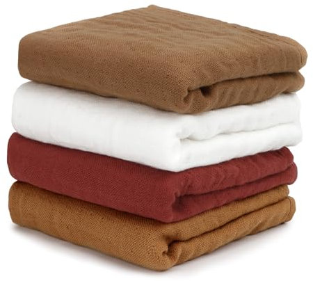 Maliton 4er Pack Baby Spucktücher | Handtücher | Mulltücher | Waschlappen |Mullwindeln 50x25 cm, Musselin Tücher aus 100% Baumwolle,weich, langlebig, luftdurchlässig,saugstark, Premium QUALITÄT