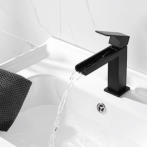 SJQKA Wasserhahn Bad Wasserfall Waschtischarmatur Modern Wasserfall Waschbecken Armaturen Kaltes Und Heißes Wasser Vorhanden Einhandmischer Armatur Waschbecken Aus Messing