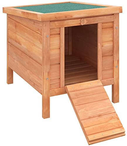 PawHut Clapier à Lapin Cage à Lapin avec rampes/Porte, Toit ouvrant et étanche - en Bois de Sapin dim. 51L x 42l x 43H cm Bois Naturel et Vert