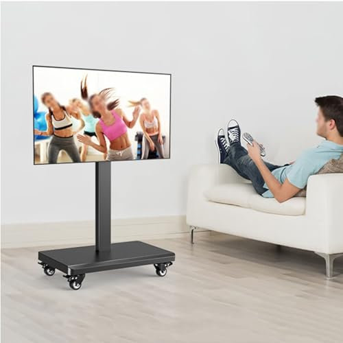LCD TV 360 Degree Rotating Frame Floor Stand - Universal TV Floor Stand, Mobile TV Cart on Wheels for 32-55 inch Televisions, Portable TV Stand for, Max VESA 400x400mm
