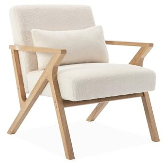 sweeek - Skandinavischer Sessel aus Hevea-Holz mit Bouclé-Bezug - Antoine