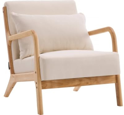 habitat et jardin Sessel Clinton aus Holz im skandinavischen Stil - Beige