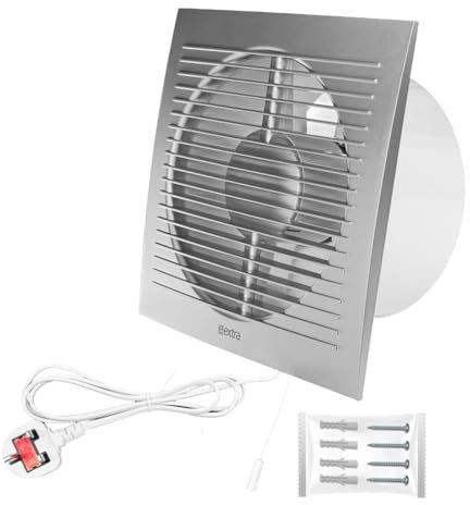 H&C VENT Extractor Fan │ Inline Exhaust Fan │For Kitchen Bathroom Shower Toilet Wall Ceiling Window Kit │ Silent Humidistat centrifugal fume fan (Silver I Pull Switch & Cable, Ø 100 mm)