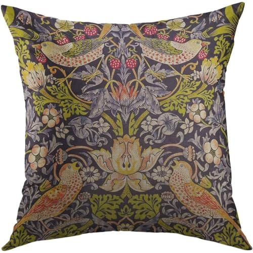 Kissenbezug Vintage William Morris Erdbeerdieb-Blume Im Viktorianischen Stil Kissen-Bezug Superweicher Kissenbezüge Premium Kissen Bezug Für Büro Auto Bed 45x45 cm