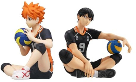 Hinata Shoyo und Tobio Kageyama Figur Modell, Take The Ball Sitting Pose, Anime Action Figure Nudelstopper Desktop Decoration Collectible for Fans