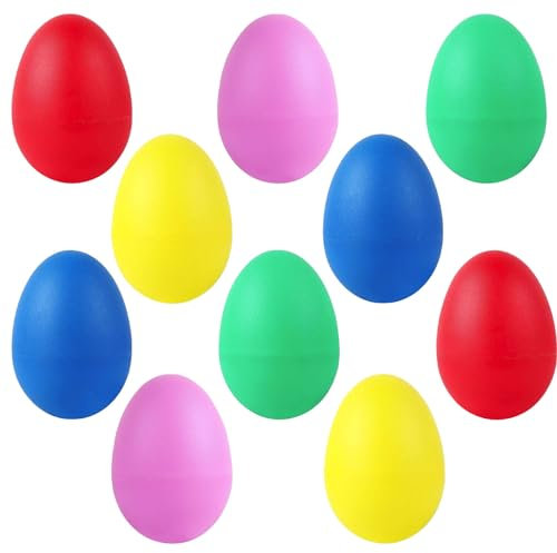 Egg Shaker, 10 Pcs Colorful Egg Shakers Percussion, Plastic Egg Shakers Musical Instruments Egg Shakers Set Maracas Egg Shakers with Miniature Iron Sand Rhythm Egg Maracas for Class