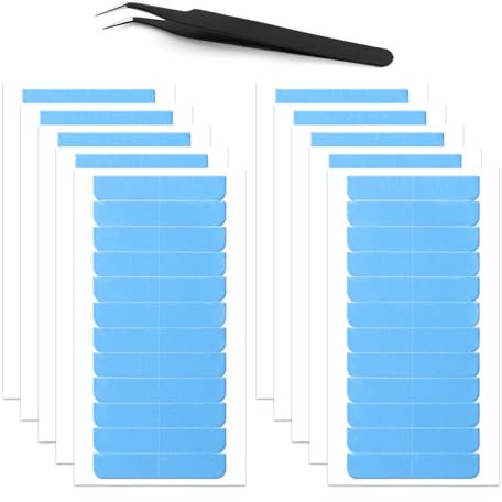 woleeup 240 Pcs Hair Extension Adhesive Tapes - Double Sided Waterproof Tape in Tape Replacement Hair Tape for Hair Extensions Wig Tape Beauty Tools with a Small Tweezers (4 x 0.8 cm, Blue)