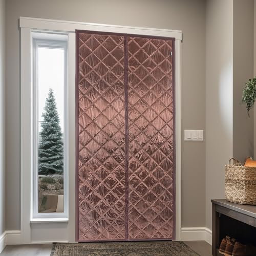 Door Curtain Magnetic Thermal Insulated, Door Insulation Curtain, Privacy Curtains Doorway Curtain for Balconies, Bedrooms, Entrance Doors, Air-Conditioned Rooms, Patio Doors, 1 x 2.1m, Coffee