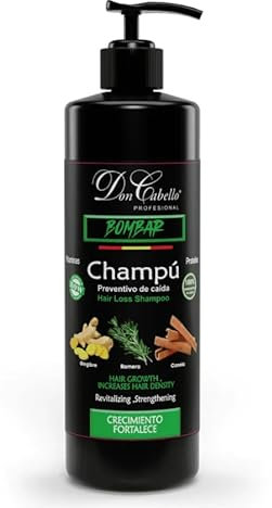 Don Cabello Champu Sin Parabenos- Champú Anti-Caída Fortalece & Estimula el Crecimiento del Cabello Para Hombres y Mujeres con Romero, Canela Y Jengibre (1000 ml)