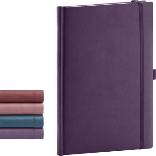 NOTIQUE Notizbuch Dotted, Hardcover Notizbuch, Notizheft, Journal, Tagebuch mit Gummiband und Stifthalter 15x21cm, 192 Seiten (Lila, Gepunktet)