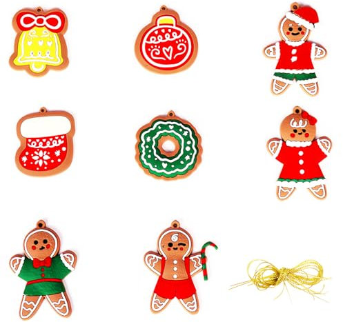 Rumyve 8pcs Gingerbread House Christmas Tree Decorations,Plastic Gingerbread Christmas Decorations,for Holiday Party Decoration