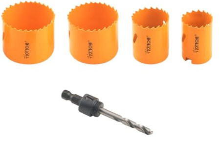 Hoteche Bimetall Lochsägen Set – 5-teiliges Set mit Lochsäge Adapter, M3 + CrV Chrom-Vanadium Stahl, Ideal für Metall, Holz, Sperrholz, PVC, Faserplatten und Gipskarton