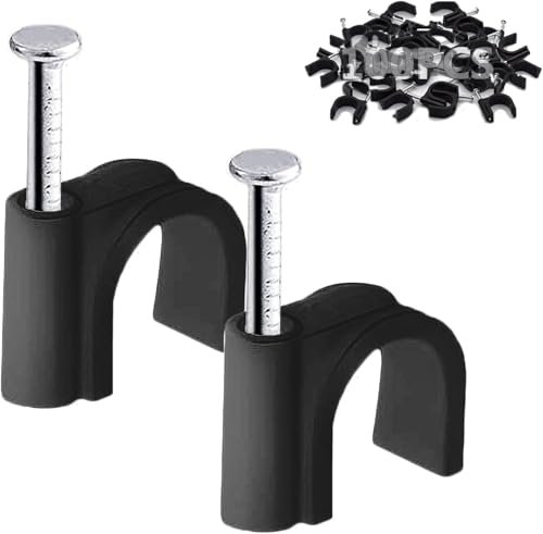 100PCS Fermacavi rotondi, 10MM Cavo Elettrico Clip da Parete Gestione dei Chiodi del Cavo, Clip di Riordino del Filo Spille Chiodi del Cavo per Ethernet, Cavi Elettrici, Fili