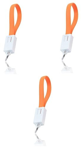 KITANDOVE 3pcs USB Cable Key Ring USB b Cable Key Fob Key Chain Keyrings Charge Cord USB Cable Key Holder Charging Cable Keychain Assecories Charger Micro USB Cable Keychain Keychains Orange