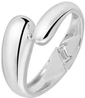 MILAKOO Teardrop Open Bangle Manschette Edelstahl Chunky Armband für Frauen Glossy Silver Minimalist Bracelet