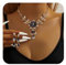 TTPSRY Kristall Schmuckset für Damen Floral Teardrop Halskette und Ohrringe Boho Statement Hypoallergener Modeschmuck für Alltag und festliche Anlässe (Blau)