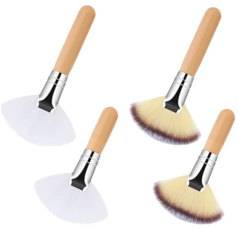 4 Stück Pinsel Gesichtsmaske Schlammmaske Fächerpinsel Kosmetik Fächer Maskenpinsel Große Masken Blending Puderpinsel Gesichtskontur Groß Pinselset Make Up Kosmetikpinsel Mit Holzgriff