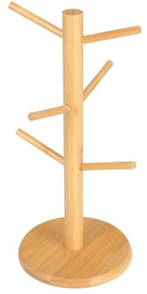 Benaewa Mug Tree 6 Mugs, Bamboo Holder Organizer with Base, Storage for Coffee, Tea Cups