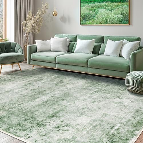 AiAngu Abstrakte Teppich Wohnzimmer 200x230cm, Ultraweicher Waschbarer Kurzfloriger, Großer Flächen Mit Rutschfester Unterseite, Großer Teppich für Schlafzimmer und Esszimmer(Grün)