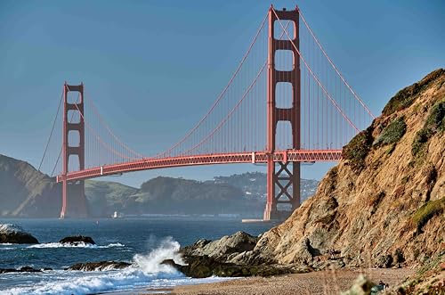 Fotografie Torsten Ackermann Leinwandbild - Motiv: Blick auf die Golden Gate Bridge in San Francisco - Bilder/Fotos/Wandbilder/Souvenirs aus den USA (Amerika) (90 x 60 cm)