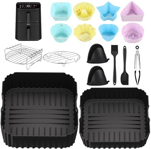 Moule Silicone Air Fryer, Accessoires Air Fryer pour COSORI Turbo Tower Pro 10,8 L Double Stack (6,5L&4,3L), COSORI Air Fryer Accessoires pour COSORI Turbo Tower Pro Smart CAF-DC112-ADE & CAF-DC113S