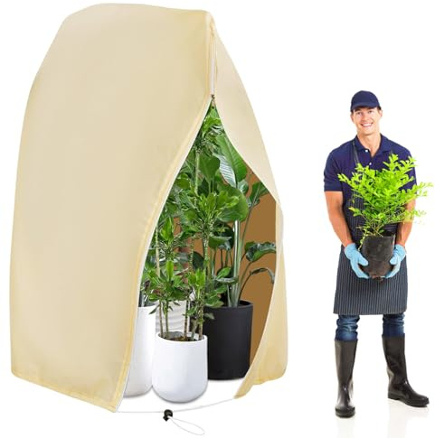Pflanzenschutz Winter,120 *180CM Winterschutz für Pflanzen, Wiederverwendbarer Pflanzenkälteschutz mit Reißverschluss und Zugband, Wintervlies für Pflanzen Frostschutz, Reißfest und Atmungsaktiv
